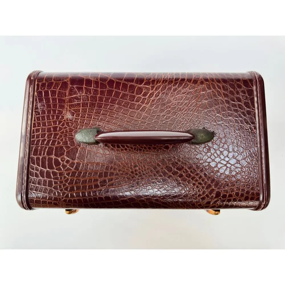 Vintage Samsonite Faux Alligator Train Case Vanity Luggage Shwayder Bros